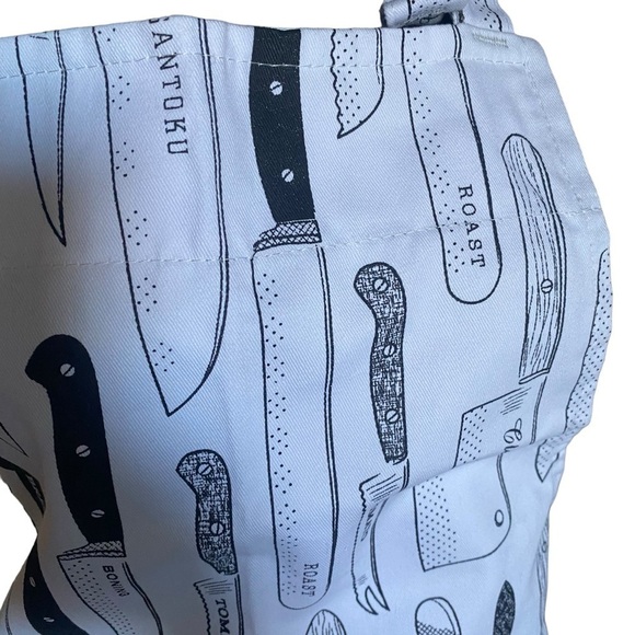 NOW DESIGNS Print Apron 27” x 32”L 29” Tie Black & White 100% Cotton NEW - Picture 12 of 14